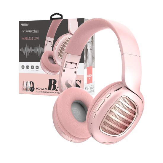 Auscultadores Sem Fio Moxom MX-WL21 com luz LED Rosa Auscultadores Sem Fio Moxom MX-WL21 com luz LED Rosa